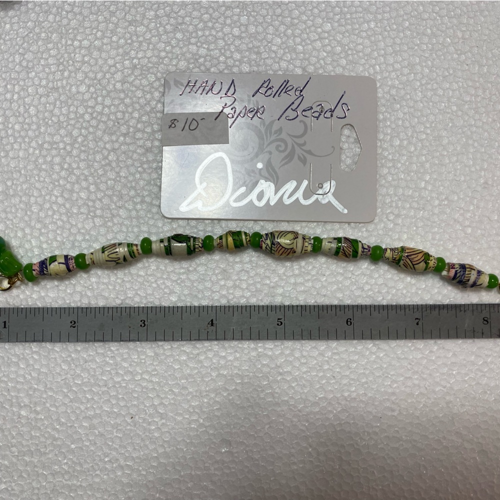 Hand rolled paper bead braclet